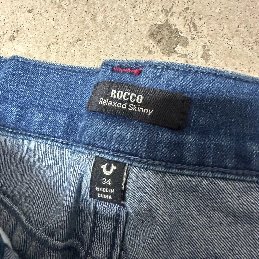 True Religion Rocco Relaxed Skinny Jeans Men W34 L32 Medium Tidal Wash